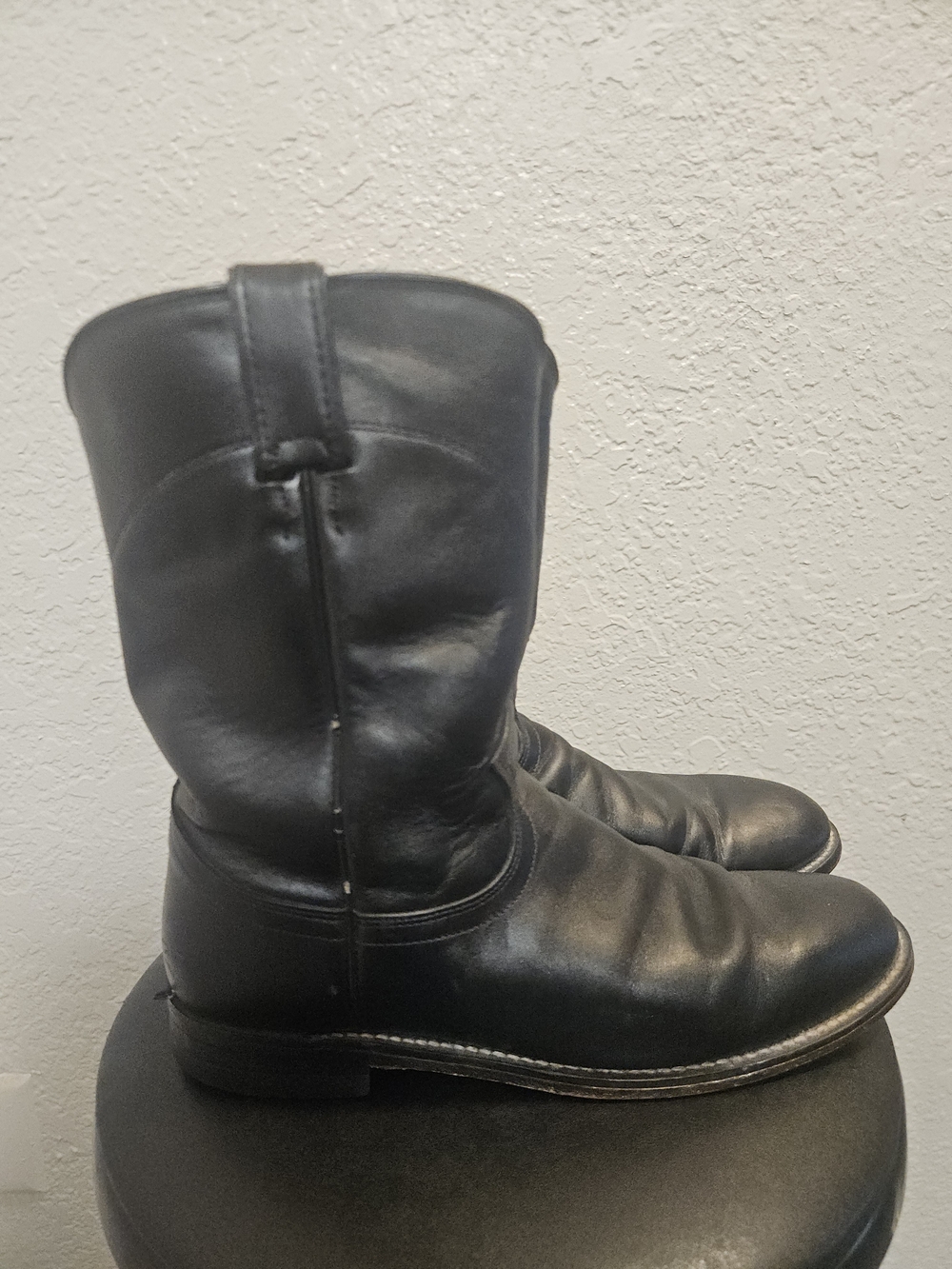 Justin L3703 Womens Black Leather Western Cowboy Roper Boots Sz 9.5C